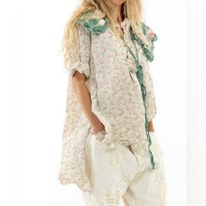 Magnolia Pearl Hand Block Print Ines Classic Top 928 Rafta/one size/new wit tags